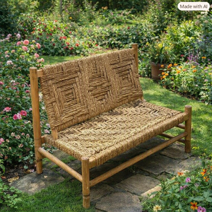 Banc de jardin moderne en bambou 3 places, structure en bois massif, résistant aux intempéries, écologique, durable et confortable - Product Image 4