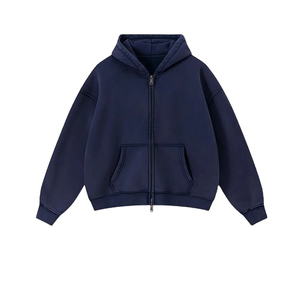 เสื้อฮู้ดดี้พรีเมียมแบบยูนิเซ็กซ์ ซิปเต็มตัว ทรงโอเวอร์ไซส์ ผ้าซับในเนื้อนุ่ม สไตล์วินเทจ แฟชั่นแนวสตรีท รักษ์โลก กันลม ผลิตจากผ้าฝ้ายเฟรนช์เทอร์รี่ 100% - Product Image 1