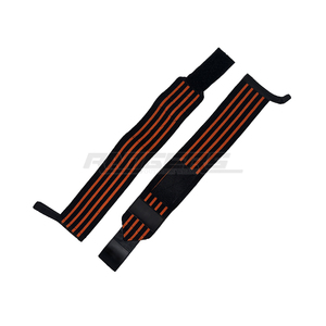 Bandes de maintien pour poignets de musculation en gros, noir et orange, sangles de soutien pour la force, logo personnalisé, OEM, bandes de fitness pour poignets - Product Image 3