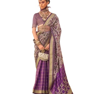 El último diseñador Banarasi Silk Saree con trabajo impreso por Fab Zone Indian & Pakistani Clothing - Product Image 1