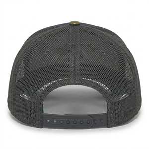 Unisex Multi-Panel Trucker <b>Hat</b> <b>Navy</b> Blue Mesh Back Tan Brim Green Trim Casual Adjustable Fit Embroidery Chains Four Seasons Wear - Product Image 6