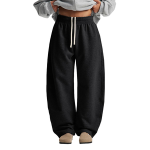 Men's Black Cotton Sweatpants Drawstring <b>Waist</b> Casual Pant with Side Pockets Midweight Knitted Autumn Winter Wear Baggy <b>Trousers</b> - Product Image 5