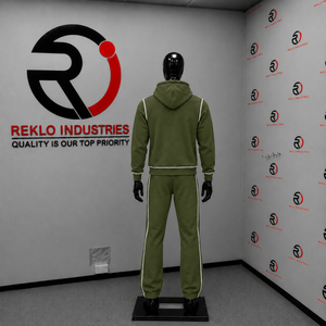 Conjunto Deportivo Personalizado Olive Tracksuit para Hombre, Sudadera con Capucha y Cremallera Completa, Pantalones Jogger, Ropa Deportiva Casual de Dos Piezas - Product Image 4