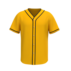 Maillot de baseball doré à rayures fines en maille 100 % coton, imprimé drapeau sur le devant, manches courtes, boutonné, personnalisable, fournisseur OEM en gros pour adultes - Product Image 1