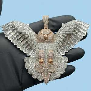 Colgante de Búho Volador de Lujo, Estilo Hip Hop, Plata 925, con Incrustaciones de Diamantes, Joyería Espiritual de Animales, Colgante de Búho Águila - Product Image 5