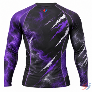 Camiseta de Compresión para Hombre, Diseño Personalizado, Color Morado Fantasma, para BJJ, MMA, Entrenamiento de Grappling, Venta al Por Mayor - Product Image 4