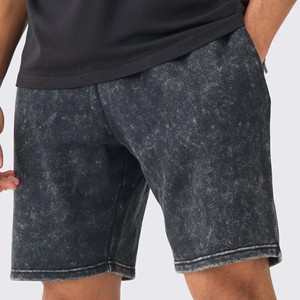 Shorts Bermuda en Coton Lavé pour Homme, Taille Mi-Haute, Fermeture Élastique, Couleur Unie, Respirant, Décontracté - Product Image 2