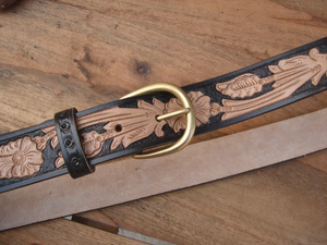 Ceintures en cuir de vachette pleine fleur OEM, style western, ceinture de cowboy tendance, véritable cuir véritable travaillé à la main - Product Image 5