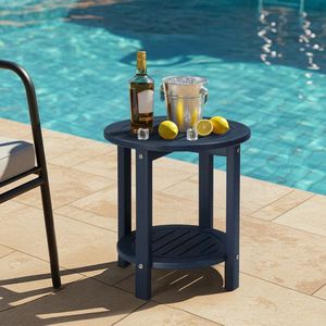 Navy Blue 2-Tier HDPE Adirondack <b>Side</b> <b>Table</b> Weather Resistant <b>Small</b> Outdoor Patio End <b>Table</b> - Product Image 4