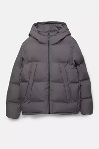 Veste d'hiver à capuche pour homme, rembourrage épais en polyester, coupe-vent, fermeture éclair, style décontracté, couleur unie, coupe régulière - Product Image 2