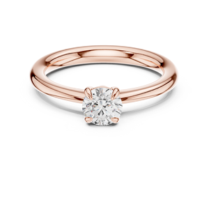 Impresionante Anillo Solitario de Moissanita con Corte Redondo - Anillo de Compromiso de Plata Vermeil Chapado en Oro Rosa de 14K para Mujer - Product Image 1