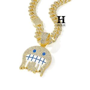 Wholesale Custom Cartoon <b>Monster</b> Pendant 3D <b>Iced</b> Out Dripping Emoji Charm Red Enamel Stitched Smile Hip Hop Jewelry Manufacturer - Product Image 5