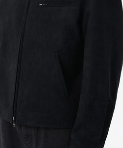 <b>Men's</b> Black <b>Suede</b> Racer <b>Jacket</b> Turn-down Collar Zipper Closure Casual Autumn Wear Regular Fit Solid Color - Product Image 6