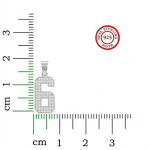 Diamtrendz Lucky Number 6 <b>Pendant</b> Chain Rhodium Plated Hiphop Style 925 Silver Zircon 10K 14K 18K <b>Solid</b> <b>Gold</b> - Product Image 4