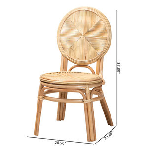Natural Rattan Armchair Wicker Accent <b>Chair</b> With Decorative Circular Back Design And Cushion For <b>Living</b> <b>Room</b> Home Furniture - Product Image 5