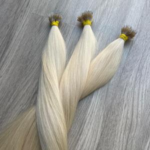 Color 1001 Human Remy Nano Ring Links Extensiones de cabello Rubio Queratina Straight European Micro Beads Hair - Product Image 3