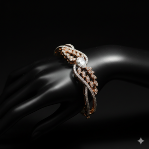 Bracelet jonc de luxe en or rose 18 carats avec diamants véritables pour femme, bijou raffiné, cadeau - Product Image 2