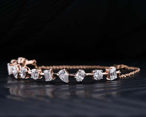 Durable multi <b>stone</b> moissanite bracelet pear oval round emerald cut 7 inch 925 sterling silver 10k 14k 18k gold platinum - Product Image 5