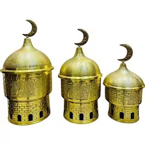 Chaffing Dish Gold Brass Crescent <b>Top</b> Dome Islamic Carved Base Food Warmer Pot Set For Home Hotel Buffet Chaffing Dish - Product Image 1