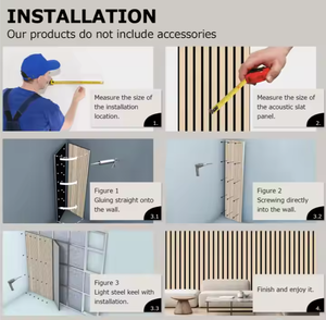 Panneaux muraux à lattes faciles à installer, en bois massif MDF, placage noir insonorisant, 1220x2440mm, panneaux acoustiques pour hall - Product Image 2