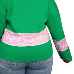 เสื้อเจอร์ซีย์แขนยาวสำหรับผู้หญิง ลายตัวอักษรกรีก สีเขียวไอวี่ แต่งชมพู ดีไซน์พรีเมียม สวมใส่สบาย มีสไตล์ ผลิตจากผ้าฝ้ายฟลีซ 100% - Product Image 5