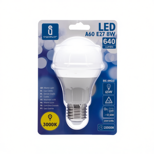 หลอดไฟ LED A60 E27 8W 3000K แสงวอร์มไวท์ 640 ลูเมน มุมกว้าง สำหรับใช้ในบ้าน - Product Image 2