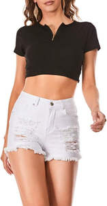 Shorts para mujer, nuevos shorts vaqueros vintage de verano para mujer, 100% algodón, transpirables, impermeables, personalizados, elegantes, OEM - Product Image 3