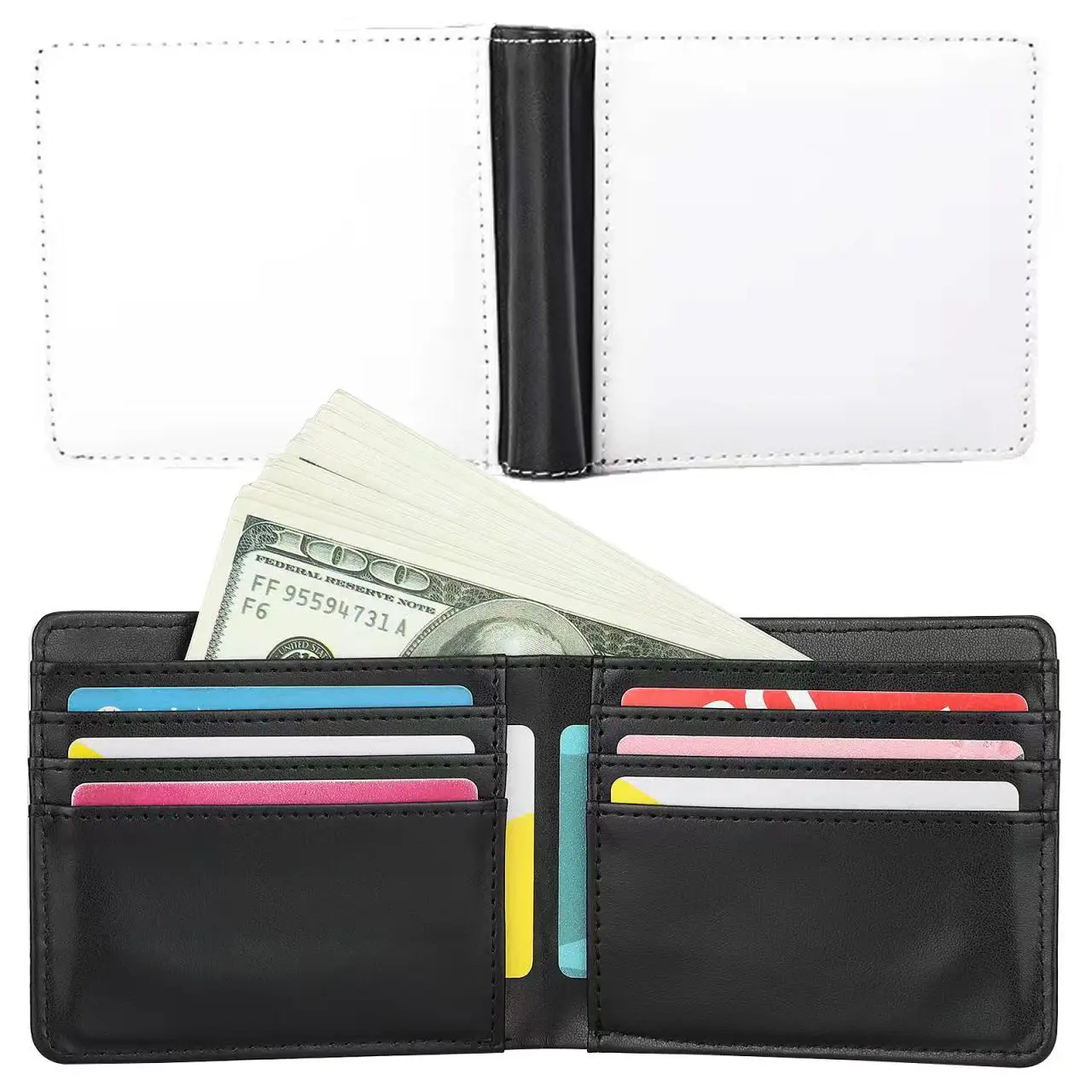 Sublimation Man Hand Purse Folded PU Leather Lady Wallets With Zipper Women Wallet Leather