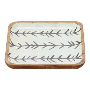 Geometric Print Wooden <b>Breakfast</b> Serving Storage Tray For Coffee Food Tray Wood Platter Multipurpose Use For Coffee Table Accent - Product Image 3