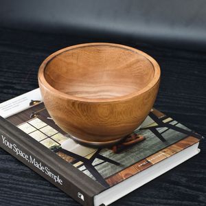 Decorative <b>Wooden</b> Serving Bowl Natural Grain Kitchen Salad Bowl Handmade <b>Dining</b> <b>Table</b> Serving Dish <b>Rustic</b> Home Decor - Product Image 5