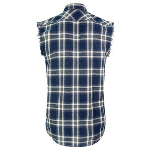 Camiseta sin mangas de franela a cuadros clásica para hombre, corte casual, ajuste muscular, de alto rendimiento, al por mayor - Product Image 2