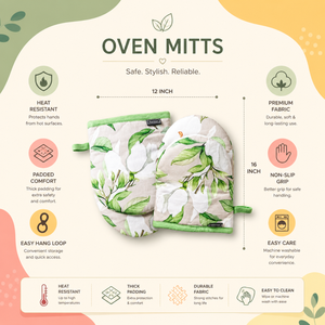 Mini-gants de cuisine pour four |   Porte-pots en coton floral résistant à la chaleur |   Gants de cuisine matelassés pour la cuisson, la pâtisserie et le barbecue |   Poignée Antidérapante - Product Image 5