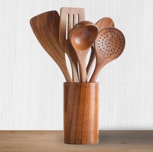 Elegante Juego de 2 Utensilios de Cocina de Madera Natural para Servir Ensaladas, Accesorios de Cocina Rústicos de Madera al Mejor Precio - Product Image 2