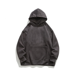 เสื้อฮู้ดดี้ผู้ชายไซส์ใหญ่ สีดำ ผ้าฝ้ายเฟรนช์เทอร์รี่ สไตล์ลำลอง สีพื้น มีกระเป๋า ดีไซน์เรียบง่าย ทรงปกติ ผ้าคอตตอนผสม - Product Image 3