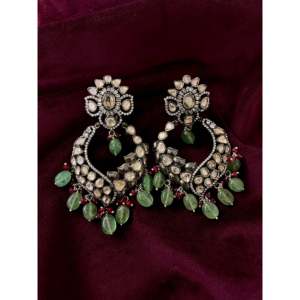 ต่างหูเงินแท้ประดับมอสซาไนต์ ดีไซน์หรูหราสง่างาม จาก Sangeetha Jewellers - Product Image 1