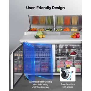 Mesa de Preparación de Pizza Comercial de 93 Pulgadas de Ancho, Mesa de Trabajo con Refrigerador de 20 Pulgadas de Ancho, Equipo de Refrigeración para Cocina de 30.8 Pulgadas - Product Image 6