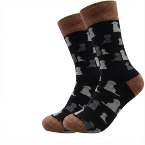 Chaussettes pour hommes à faible MOQ, épaisseur standard, pour l'automne, imprimées, avec technologie de détection par aiguille, en Spandex/Polyester/Coton, anti-odeur - Product Image 1