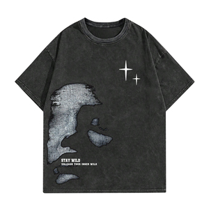 Camisetas de punto de poliéster/algodón con diseño personalizado OEM, estampadas DTG, estilo urbano, casuales, con hombros caídos y bordados. - Product Image 1