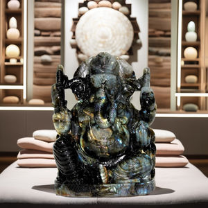 Figurine tendance sculptée à la main Ganesha Labradorite, Sculpture de dieu Hindu, pidras naturelles, pierre de guérison en cristal - Product Image 1