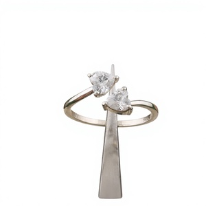 925 Sterling <b>Silver</b> Bezel Setting Heart Brilliant Cut Handmade Classic Boho Dainty <b>Solitaire</b> <b>Ring</b> Certified Wedding Party - Product Image 1