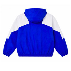 Zeta Phi Beta Sorority Nylon Windbreaker <b>Set</b> Blue White Color Block Warm Up Jacket And Matching Jogger Pants Women's Activewear - Product Image 3