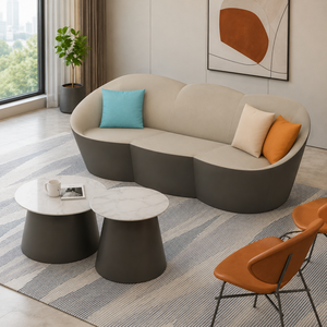 Canapé modulaire en tissu incurvé de luxe |   Canapé rembourré de style scandinave moderne pour la maison, le salon, le hall d'hôtel, la villa, le bureau - Product Image 2