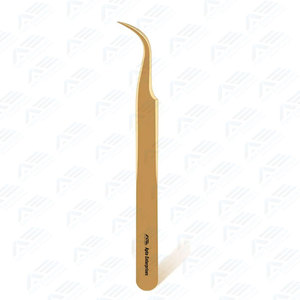 Juego de 5 pinzas para extensión de pestañas profesionales de acero inoxidable con puntas rectas curvadas en ángulo y volumen - Product Image 4