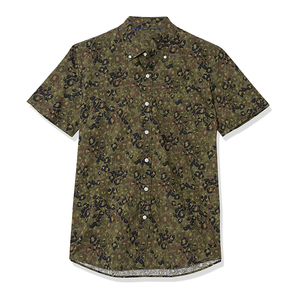 Chemise décontractée pour homme à manches courtes, col rabattu, imprimé floral style hawaïen, en popeline de polyester respirante, idéale pour l'été - Product Image 1