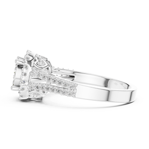 Anillo de Diamantes Cultivados en Laboratorio TRENDY con Halo, Oro Blanco de 18 Quilates, Chapado en Rodio, Lujoso, para Fiesta, Compromiso, Boda, Regalo de San Valentín para Mujer - Product Image 3