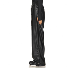 Nouveau pantalon en cuir taille haute pour femme, style vintage Y2K, imperméable, coupe droite et large, idéal pour l'hiver - Product Image 5