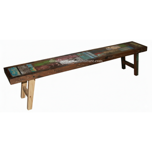 Banc Rita en bois de bateau récupéré, patchwork, couleur originale, écologique, artisanal, design minimaliste, durable, pour l'intérieur et l'extérieur - Product Image 6