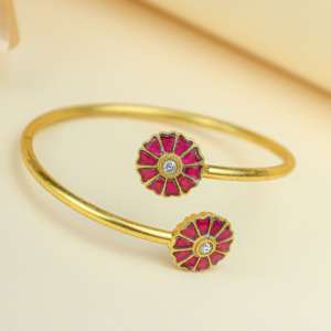 Beautiful Occasion Wear Anokhi Kundan Floral Motif <b>Bracelet</b> 925 <b>Silver</b> Gold Plated Women Jewelry - Product Image 1