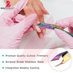 Cortacutículas Profesional de Acero Inoxidable con Recubrimiento de Titanio Multicolor Arcoíris, Servicio OEM, Tijeras para el Cuidado de las Uñas - Product Image 3