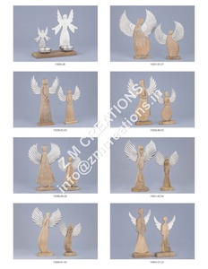 Wood Angel Sculpture Metal Wings <b>Christmas</b> And Home Decoration Centerpiece Modern Style Home Accessories <b>Christmas</b> Ornaments - Product Image 5